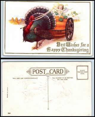 Embossed Postcard - Best Wishes For A Happy Thanksgiving Y9