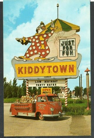 H480 Chrome Postcard 5.  5x8.  5 Amusement Park Kiddytown Chicago Harlem Ave