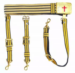Knights Templar Golden & Black Sword Belt/buckle For Sir Knight Waist Size 38