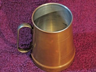Vintage Old Dutch Solid Copper Mug 12oz W Brass Handle - Made In Portugal 4.  8 "