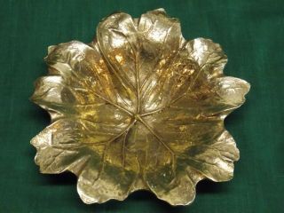 Vintage Brass Virginia Metalcrafters Vmc May Apple Leaf Tray.  1948