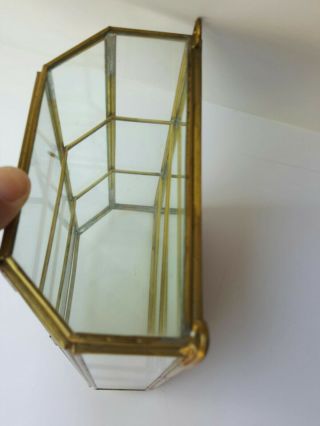 VTG Display Case,  Glass and Brass,  with mirror back plate TABLE TOP OR WALL HANG 2