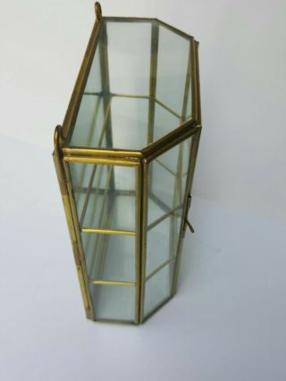 VTG Display Case,  Glass and Brass,  with mirror back plate TABLE TOP OR WALL HANG 4