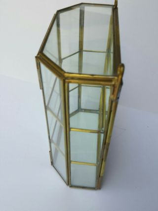 VTG Display Case,  Glass and Brass,  with mirror back plate TABLE TOP OR WALL HANG 5