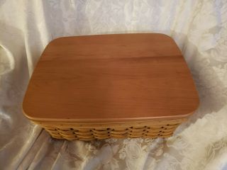 Longaberger 2004 Storage Solutions Basket With Plastic Protect,  Wood Lid
