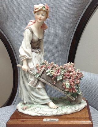 Giuseppe Armani Italy Florence Figurine 1981 Lady With Flower Cart