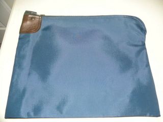 Navy Blue Laminated Nylon Lock Bag With Brass Zipper Pull 12 " X16 "