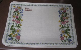 Vintage Linen Placemats Spring/summer Floral Froso Handtryck Sweden Set Of 10