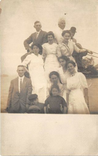 Buckeye Lake Ohio 1920s Rppc Real Photo Postcard Family Group Shell Beach