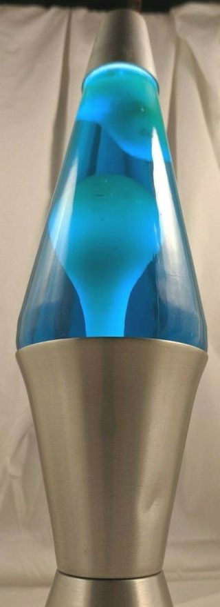 Vintage 1996 Silver Streak Lava Lite Lamp Blue 16 " Tall Camel Cash Promotion