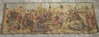 Vintage Belgian Woven Tapestry Middle Eastern Desert Scene Camels 57 " X 20 "