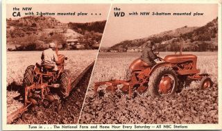 Postcard Allis - Chalmers Tractor Model Ca And Wd Split View Advertising Box Bb