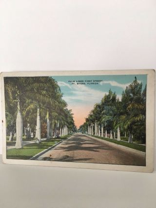 Fort Myers Fl 1st St Postcard Pc 1920s