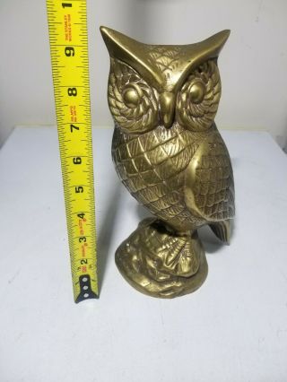 Large And Heavy Vintage Brass Owl Figurine Almost 10 " Tall
