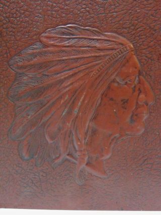 Vintage 1930’s Indian Chief LARGE Scrap Book Brown Western Photo Album Cover 3