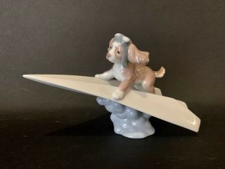 Lladro Figurine “let’s Fly Away” Dog On Paper Airplane 6665