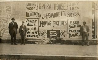 Rutland,  Vt Rppc Advertising Poster For Shows At The Opera House 1909