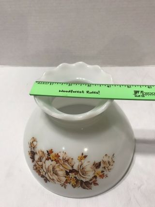 Vintage Oil Hurricane Lamp Shade 8” White Glass Brown Yellow Floral Flowers 7