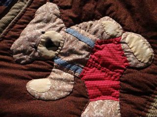 Fine Vintage Country Ruxpin Teddy Bear Bows & Postage Stamps Patchwork Old Quilt