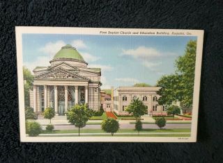 Vintage Postcard First Baptist Church Augusta Ga