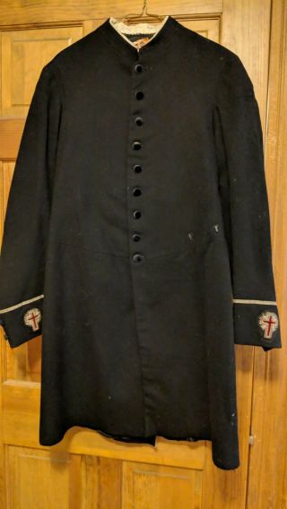 Antique Knights Templar Wool Ceremony Jacket Silk Lined W/ Patches - Oddfellows