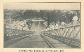 Chutes And Parquet Ride Riverview Amusement Park Chicago Il Rppc 1909 Postcard