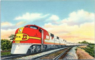 Postcard,  Santa Fe Railroad Emd Diesel Chief Train