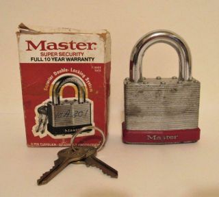 Vintage Master Lock No.  19 Heavy Duty High Security Huge Steel Padlock Shackle