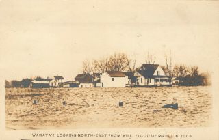 Wanatah Indiana 1903 Flood Levy Break Looking North Rppc Early 1900s Postcard