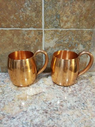 2 Vintage Solid Copper Mugs West Bend Aluminum Co Wisconsin Usa Moscow Mule Cups
