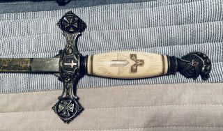 Knights Templar Sword Mc Lilley & Co Columbus Ohio W Scabbard 24 1/2” Blade