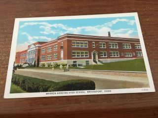 Mid - 1900s Warren Harding High School,  Bridgeport,  Ct Postcard