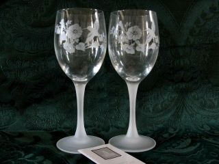 Avon Crystal Hummingbird Set Of 2 Wine Glasses 7 - 3/8 " Tall,  Nib