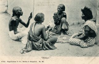 Madras India People Playing Card Game Bridge On Street Higginbotham No 33 C1900