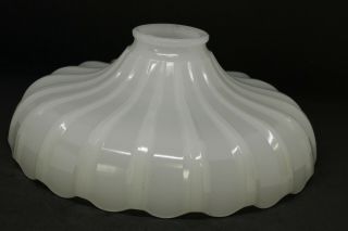 Vtg Vaseline Glass Milk White Opaline Lamp Shade Globe Scalloped Shell Pattern