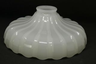 Vtg Vaseline Glass Milk White Opaline Lamp Shade Globe Scalloped Shell Pattern 2