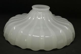 Vtg Vaseline Glass Milk White Opaline Lamp Shade Globe Scalloped Shell Pattern 3