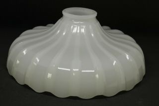 Vtg Vaseline Glass Milk White Opaline Lamp Shade Globe Scalloped Shell Pattern 4