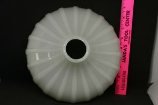 Vtg Vaseline Glass Milk White Opaline Lamp Shade Globe Scalloped Shell Pattern 5