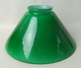 Vintage Green Glass Student / Bankers Lamp Shade Plain Top Rim - 9.  5 "