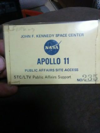 Apollo 11 Badge Pass Public Affairs Site Access