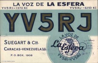 Venezuela Caracas Yv5rj Qsl/ham Chrome Postcard 10 Centimos Stamp Vintage