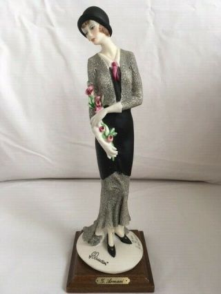 Guiseppe Armani Figurine Lady With Flowers 0413c