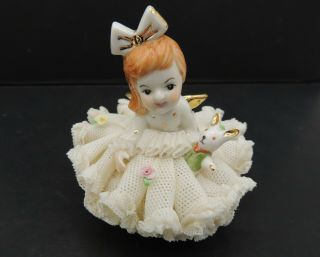 Vintage Irish Dresden Angel Doll Signed Mv Bunny Ireland