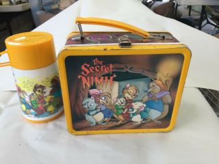 DISNEY ' S THE SECRET OF NIMH 1982 VINTAGE METAL LUNCHBOX WITH THERMOS 4