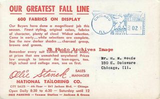 Advertising Postcard,  National Tailoring Co,  Fall Line,  Chicago,  Illinois 2