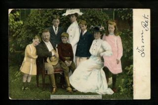 Political President Postcard Theodore Roosevelt & Family Vintage