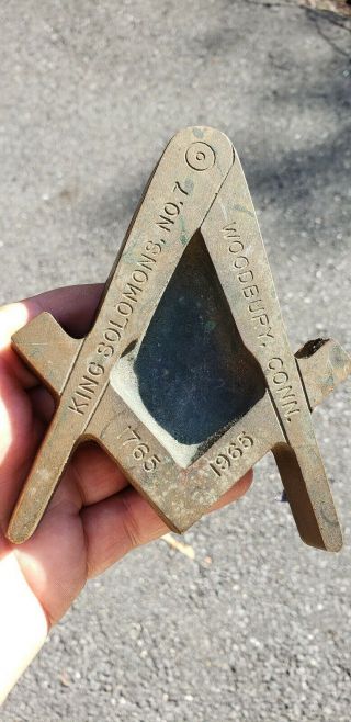 Antique Vintage Masonic Brass Paperweight Advertising 2