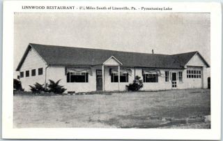 Linesville,  Pennsylvania Postcard Linnwood Restaurant Pymatuning Lake Roadside