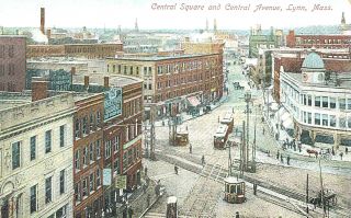 Vintage Postcard - Central Square And Central Avenue,  Lynn,  Ma